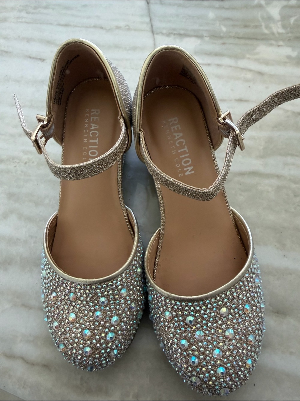 Kid size 11 Reaction Kenneth Cole little girls Glitter Jeweled Ankle-Strap